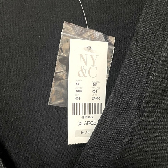 NWT New York & Company Black Sheer Puff Sleeve Button Cardigan, sz XL - Picture 4 of 8